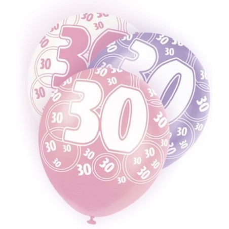 Unique Party 12 Inch Latex Balloon - 30 Pink