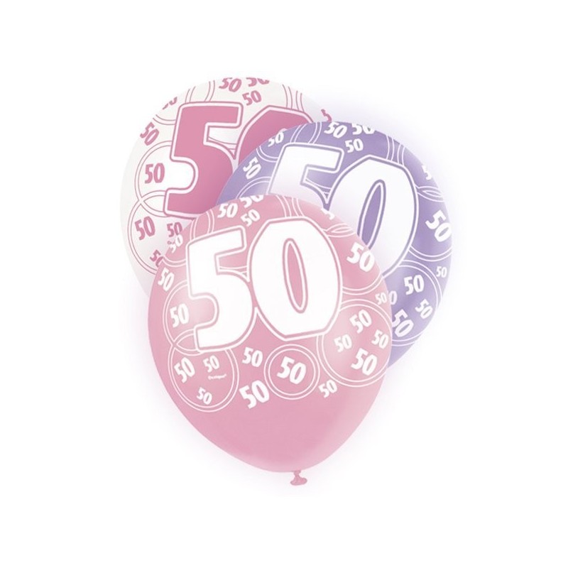 Unique Party 12 Inch Latex Balloon - 50 Pink
