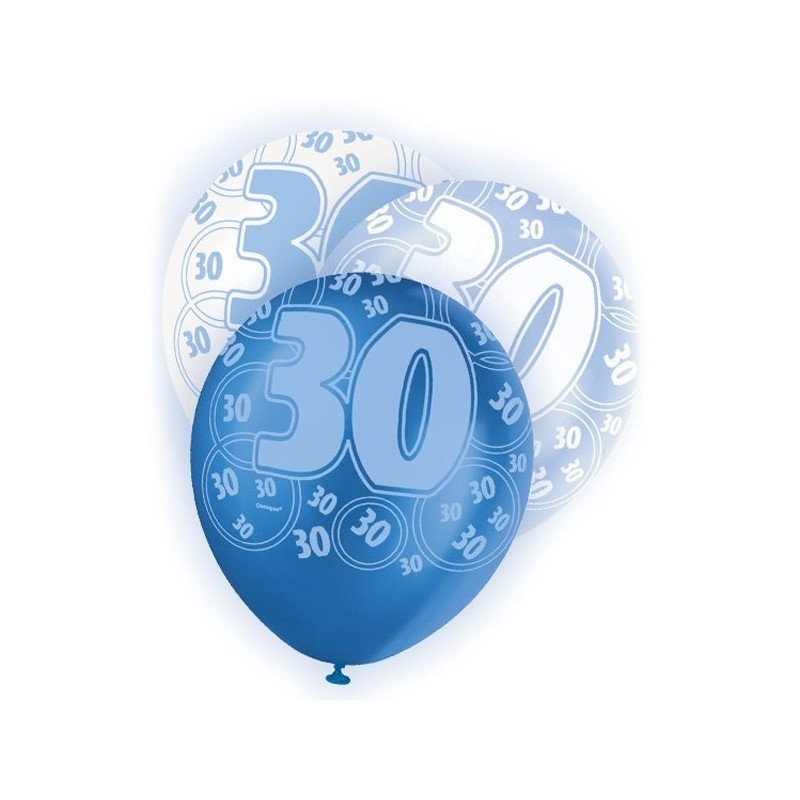 Unique Party 12 Inch Latex Balloon - 30 Blue