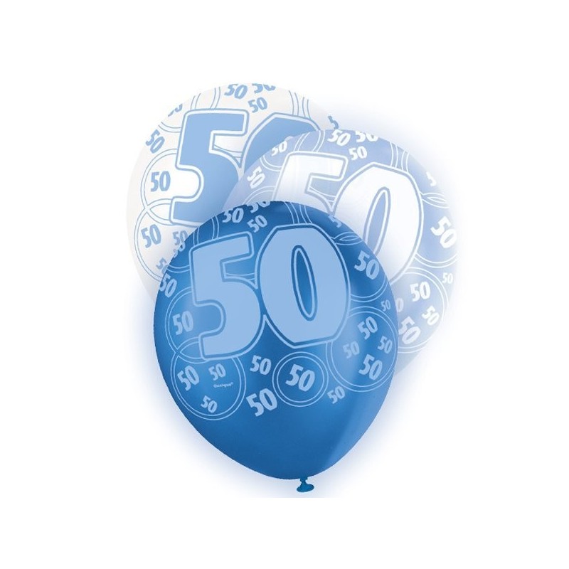 Unique Party 12 Inch Latex Balloon - 50 Blue