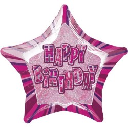 Unique Party 20 Inch Star Foil Balloon - Birthday Pink