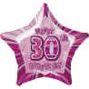 Unique Party 20 Inch Star Foil Balloon - 30th Pink