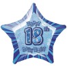 Unique Party 20 Inch Star Foil Balloon - 18th Blue