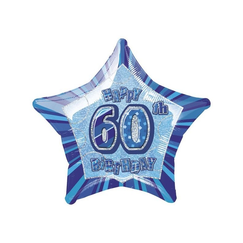 Unique Party 20 Inch Star Foil Balloon - 60th Blue