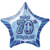 Unique Party 20 Inch Star Foil Balloon - 70th Blue