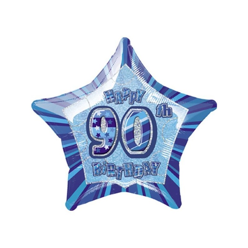 Unique Party 20 Inch Star Foil Balloon - 90th Blue