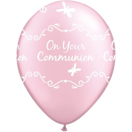 Qualatex 11 Inch Pink Latex Balloon - Communion Butterflies