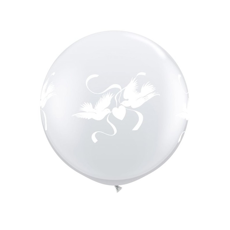 Qualatex 3 Foot Clear Latex Balloon - Love Doves