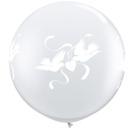 Qualatex 3 Foot Clear Latex Balloon - Love Doves