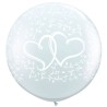 Qualatex 3 Foot Clear Latex Balloon - Entwined Hearts