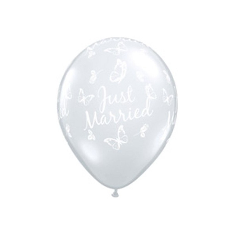 Qualatex 11 Inch Clear Latex Balloon - Just Married Butterflies
