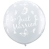 Qualatex 3 Foot Clear Latex Balloon - Just Married Butterflies