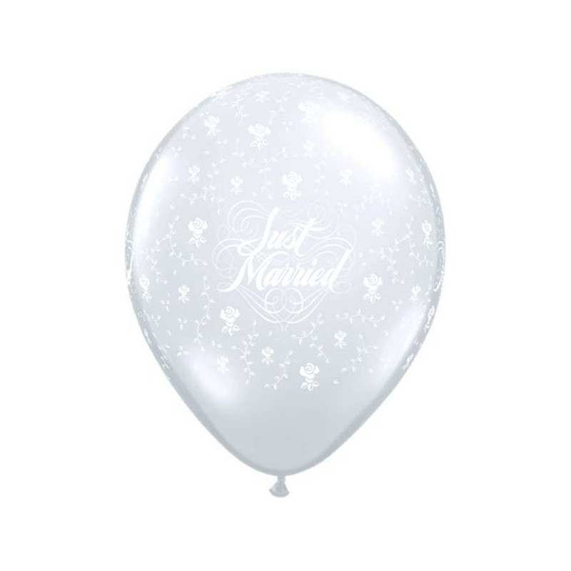 Qualatex 11 Inch Clear Latex Balloon - Just Married Flowers