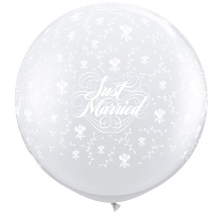 Qualatex 3 Foot Clear Latex Balloon - Just Married Flowers