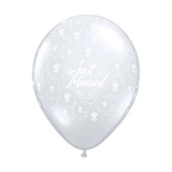 Qualatex 5 Inch Clear Latex Balloon - Just Married Flowers