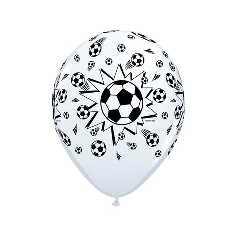 Qualatex 11 Inch White Latex Balloon - Soccer Balls