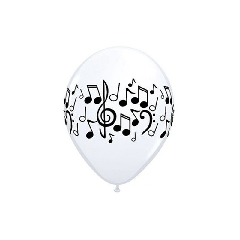 Qualatex 11 Inch White Latex Balloon - Music Notes