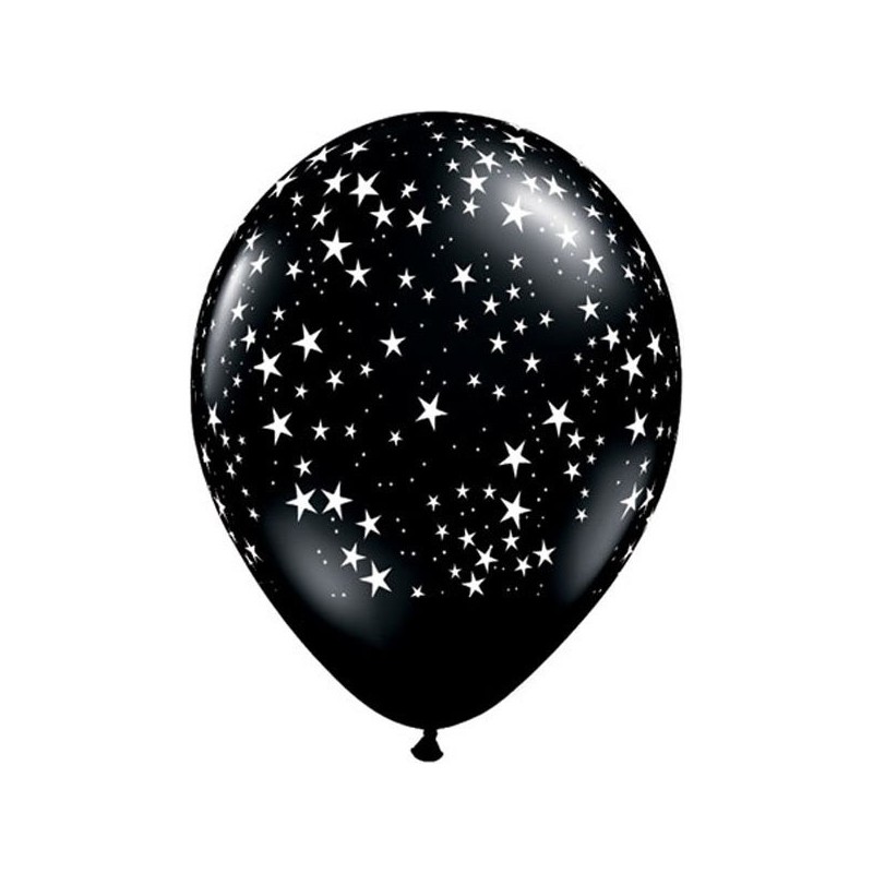 Qualatex 11 Inch Black Latex Balloon - Stars