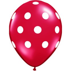 Qualatex 11 Inch Red Latex Balloon - White Polka