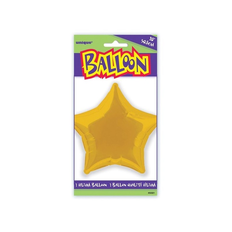 Unique Party 20 Inch Star Foil Balloon - Gold