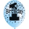Unique Party 12 Inch Latex Balloon - 1st Birthday Blue