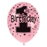 Unique Party 12 Inch Latex Balloon - 1st Birthday Pink