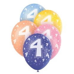 Unique Party 12 Inch Assorted Latex Balloon - Age 4