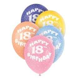 Unique Party 12 Inch Assorted Latex Balloon - 18th