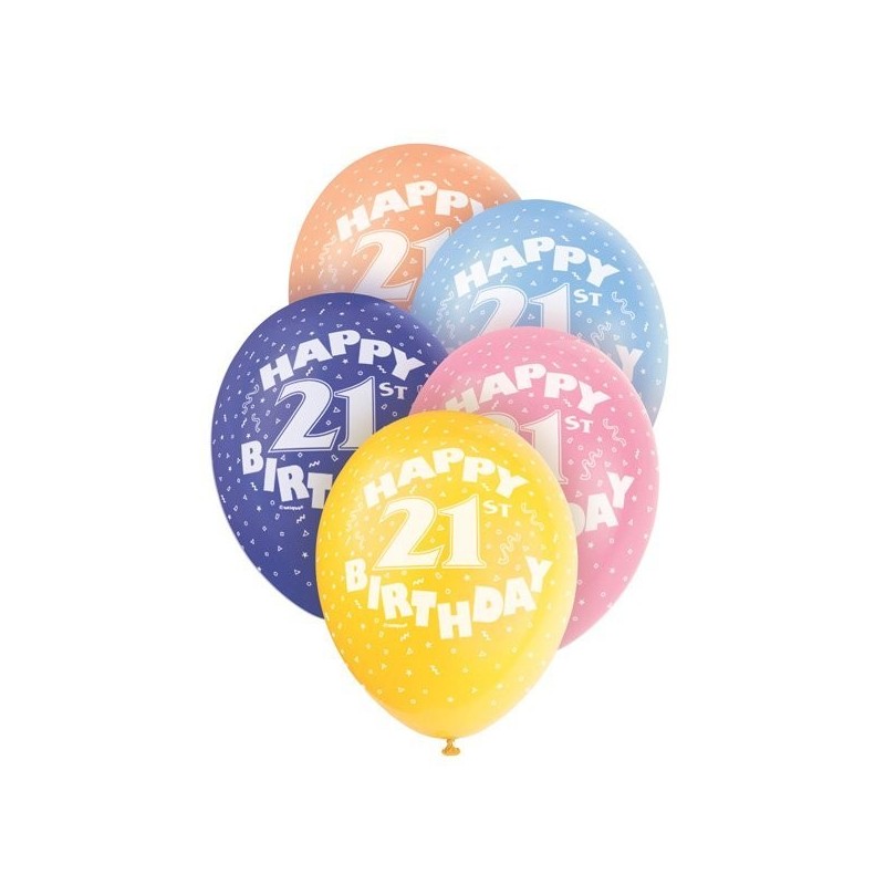 Unique Party 12 Inch Assorted Latex Balloon - 21st