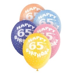 Unique Party 12 Inch Assorted Latex Balloon - 65th
