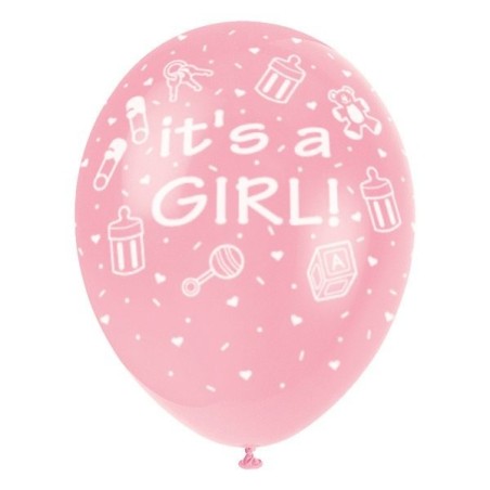 Unique Party 12 Inch Latex Balloon - Its A Girl Pink