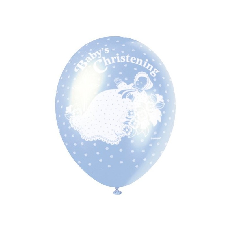 Unique Party 12 Inch Latex Balloon - Christening Blue