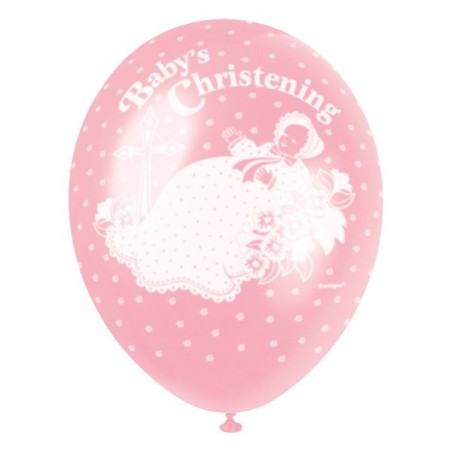 Unique Party 12 Inch Latex Balloon - Christening Pink