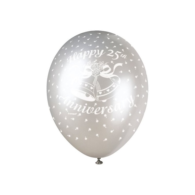 Unique Party 12 Inch Latex Balloon - 25th Anniversary