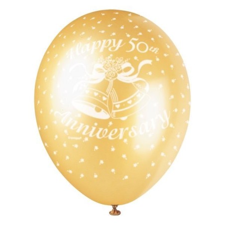 Unique Party 12 Inch Latex Balloon - 50th Anniversary