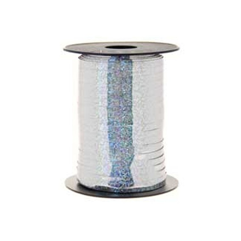 Apac Holographic 250 M Curling Ribbon - Silver