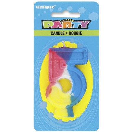 Unique Party Rainbow Number Candle - 5