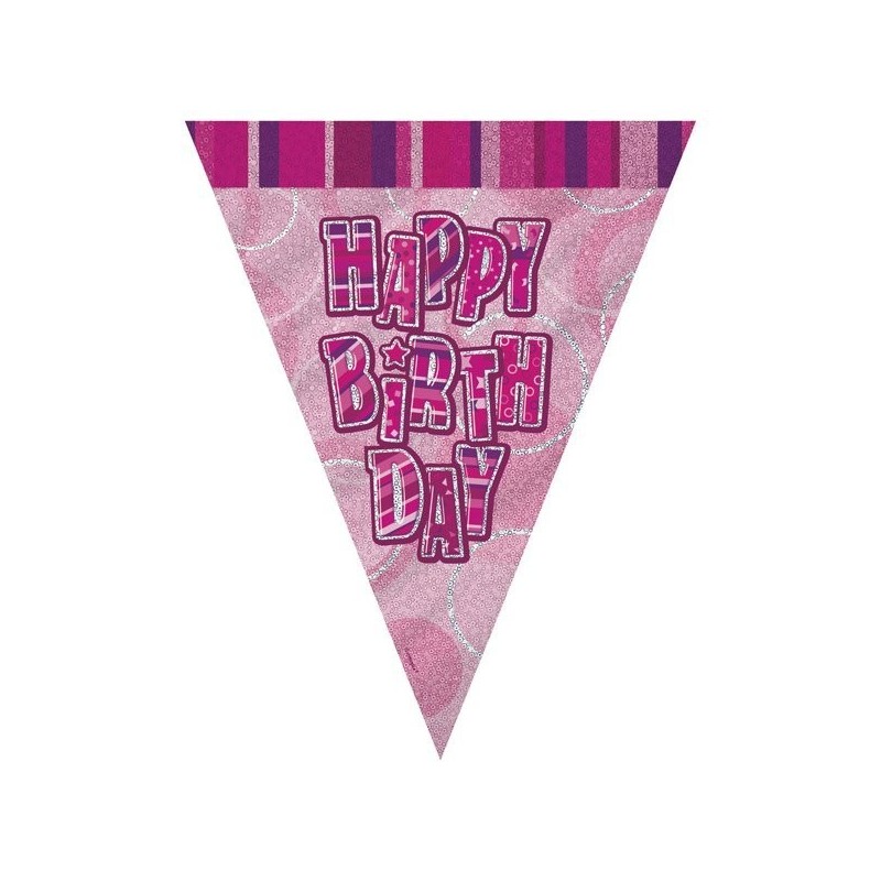 Unique Party Pink Pennant Bunting - Birthday