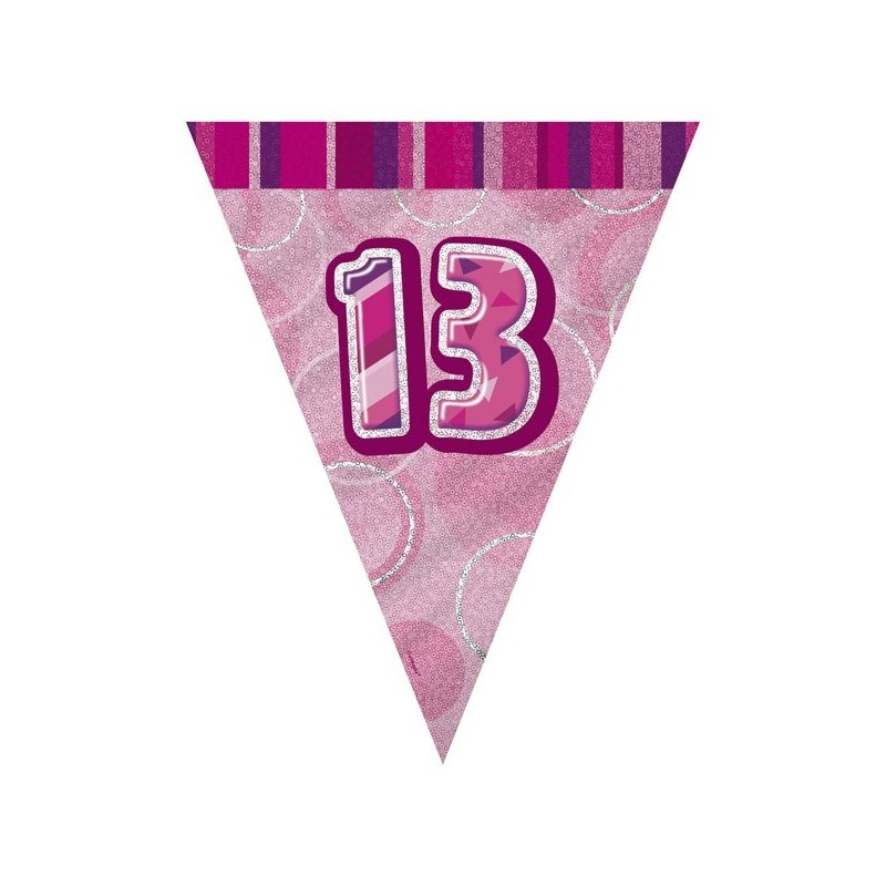 Unique Party Pink Pennant Bunting - 13
