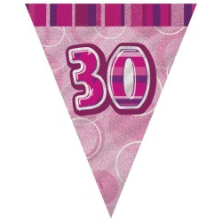 Unique Party Pink Pennant Bunting - 30