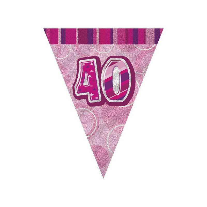 Unique Party Pink Pennant Bunting - 40