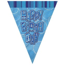 Unique Party Blue Pennant Bunting - Birthday