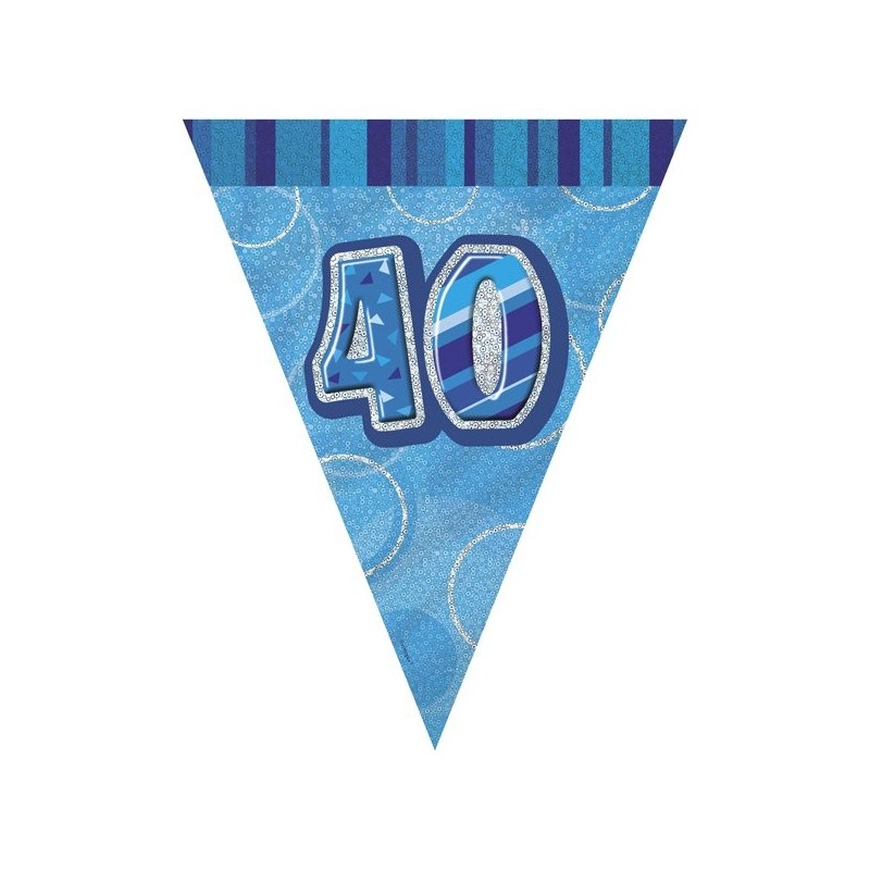 Unique Party Blue Pennant Bunting - 40