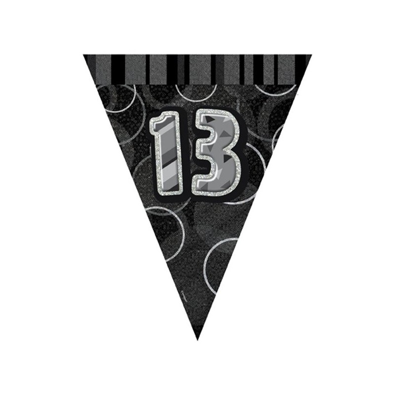 Unique Party Black-Silver Pennant Bunting - 13