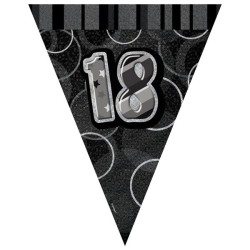 Unique Party Black-Silver Pennant Bunting - 18