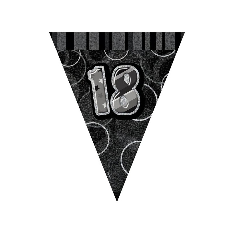 Unique Party Black-Silver Pennant Bunting - 18