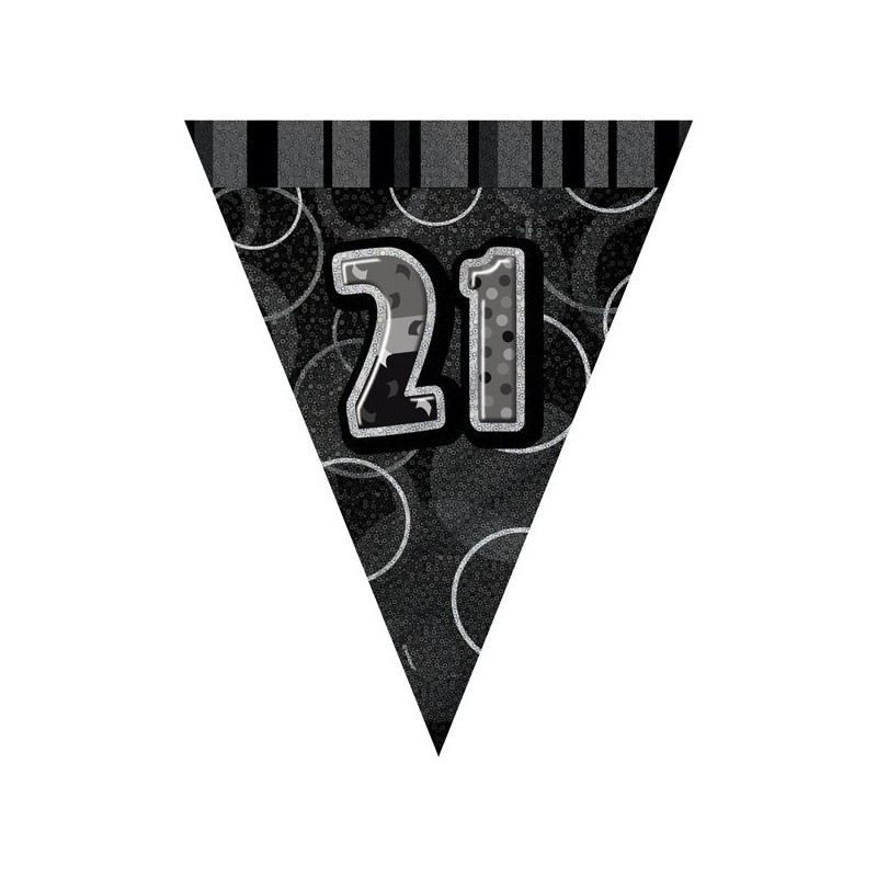 Unique Party Black-Silver Pennant Bunting - 21