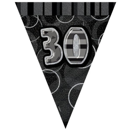 Unique Party Black-Silver Pennant Bunting - 30