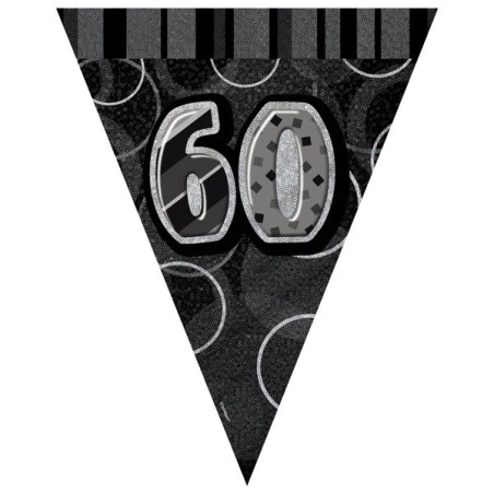 Unique Party Black-Silver Pennant Bunting - 70