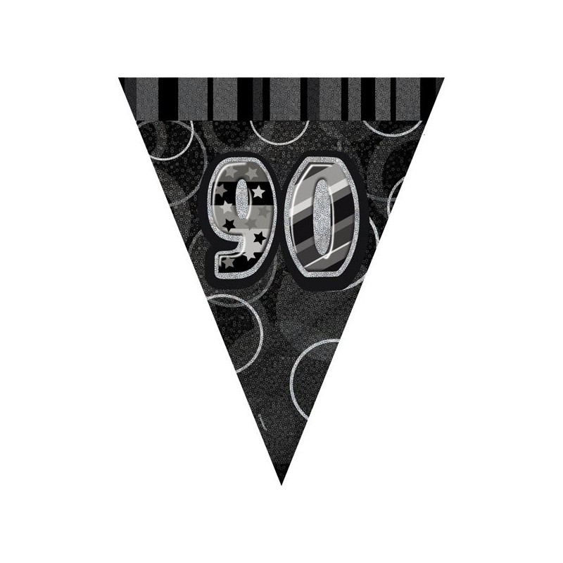 Unique Party Black-Silver Pennant Bunting - 90